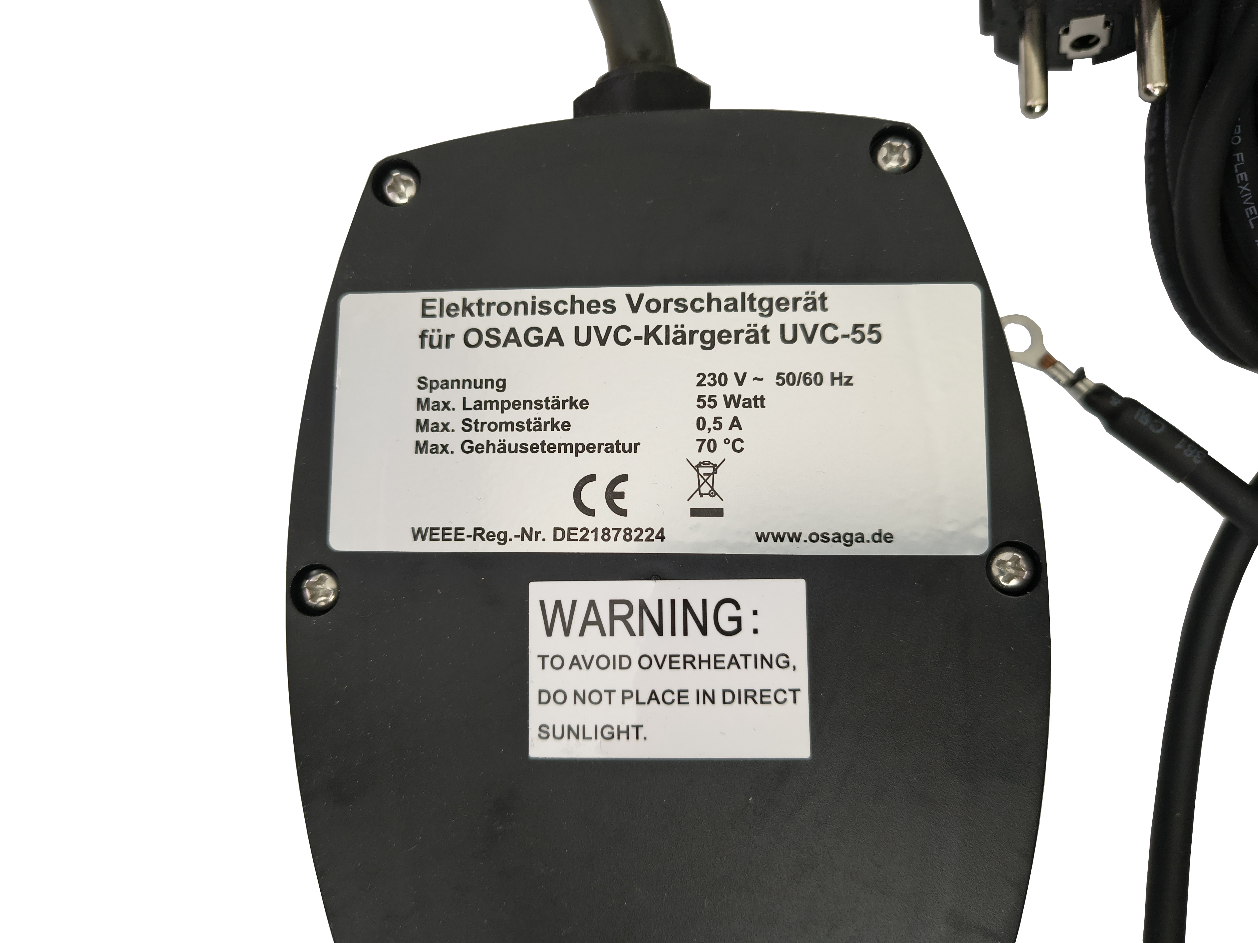OSAGA Vorschaltgerät UVC-55 für 55 Watt Teichklärer (alte Version)
