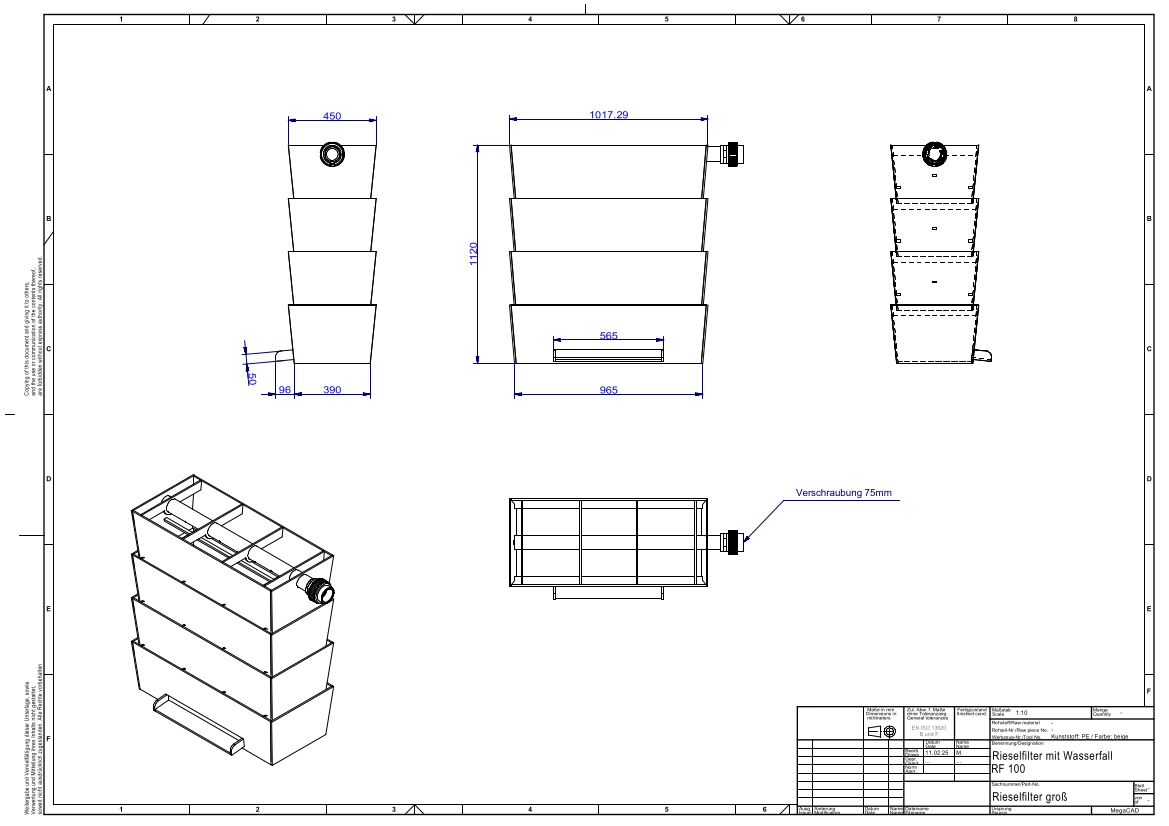 Trickle filter RF100 - 4pcs. with 2 x 110 mm outlet Trickle filter RF100 - 4pcs. with 2 x 110 mm outlet