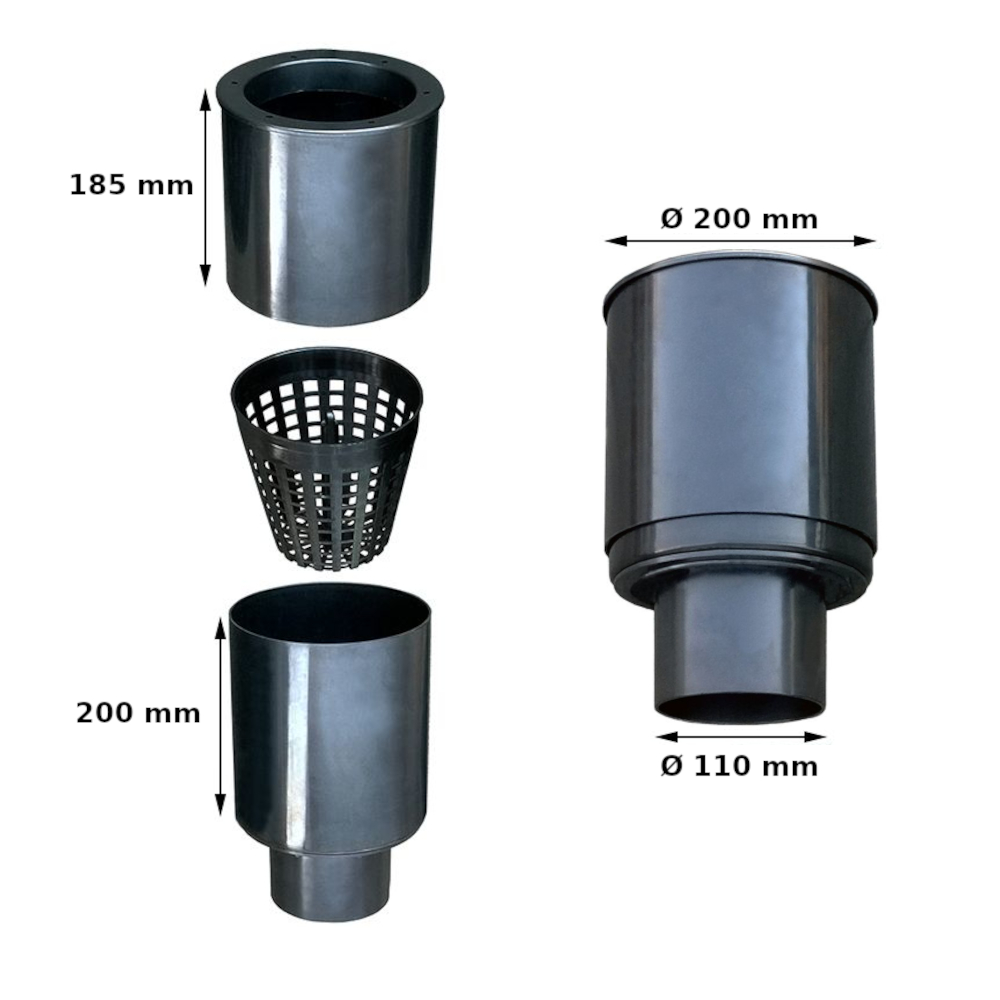Floating skimmer Ø 200 x 110 mm with basket