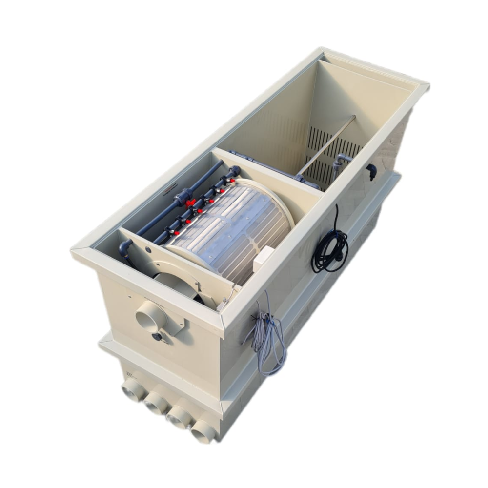 EPS Combi-Trommelfilter CL35 + integrierte Biokammer + Rinnenspülung + Steuerung + Spülpumpe + UV-Schutz + Edelstahlsieb in Sandwichbauweise