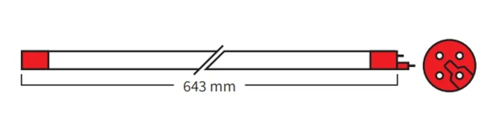 Ersatzlampe Tauch UVC 75W T5 - roter Sockel (short-pin)