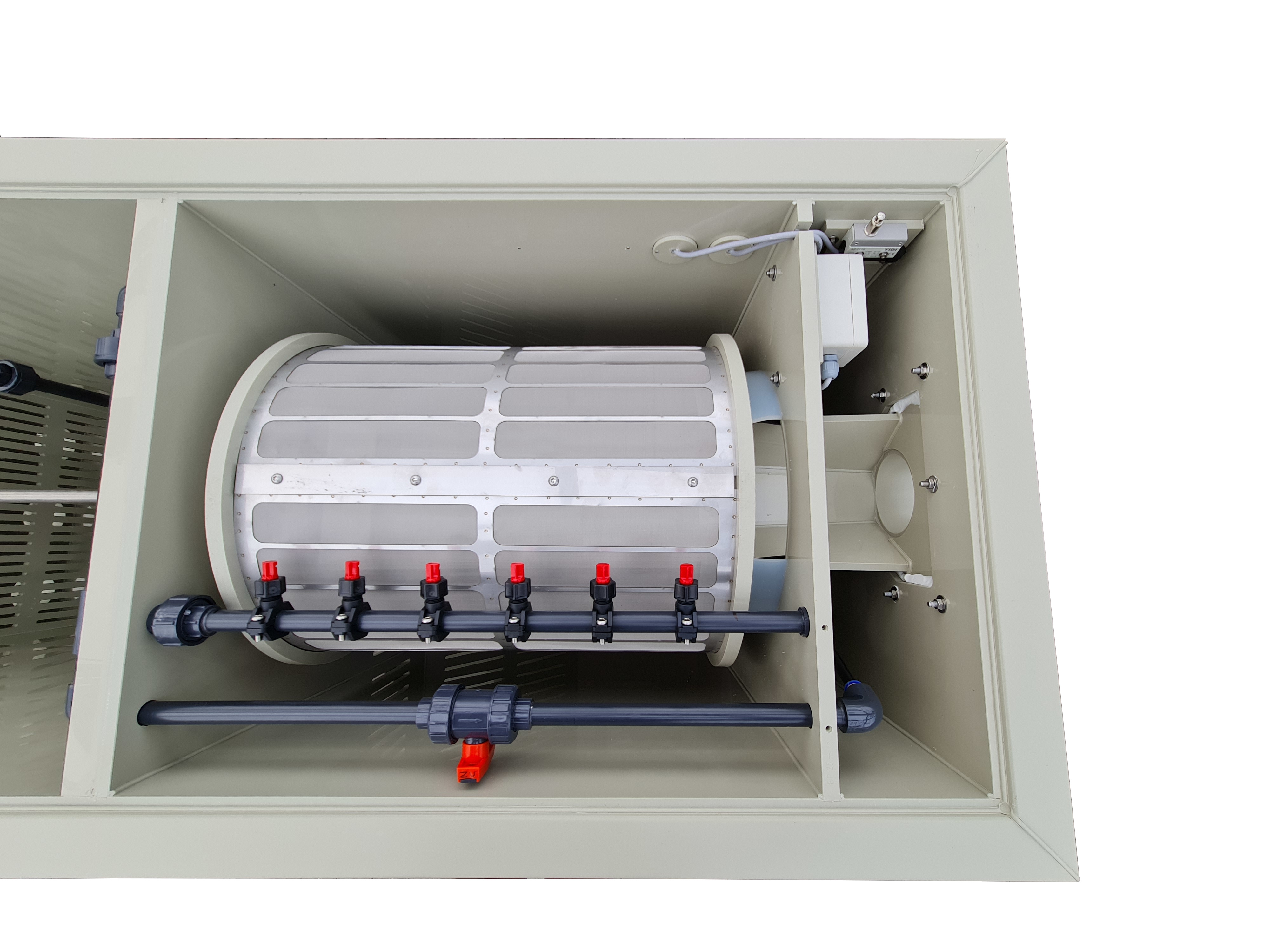EPS Combi-Trommelfilter CL80 + integrierte Biokammer + Rinnenspülung + Steuerung + Spülpumpe + UV-Schutz + Edelstahlsieb in Sandwichbauweise