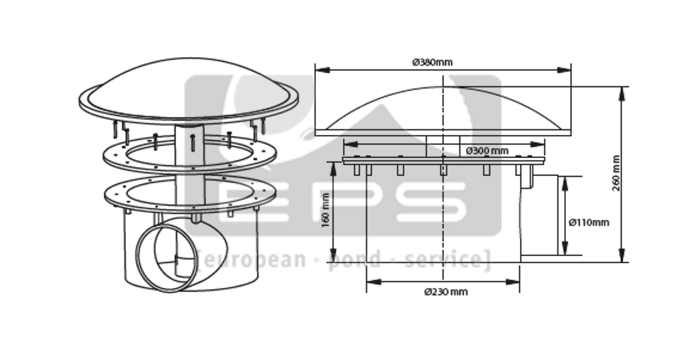 Floor drain 110 mm with chamber and bend heavy version