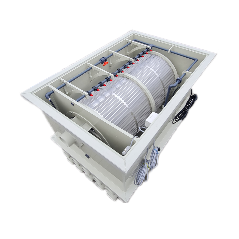 EPS Trommelfilter PP150  incl. Doppeltrommel, Steuerung, Spülrinne mit Rinnenspülung und interner Spülpumpe