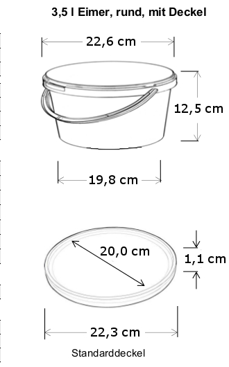 3.5 l bucket black + lid 